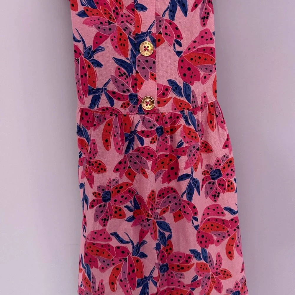 Vince Camuto Kids Viscose/ Linen Blend Vibrant Pink Floral Kids Dress